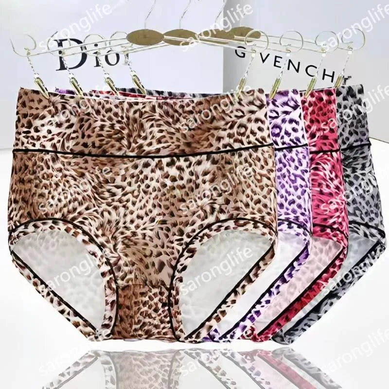 Women's Plus Size Leopard Print High Waist Briefs - Women Briefs