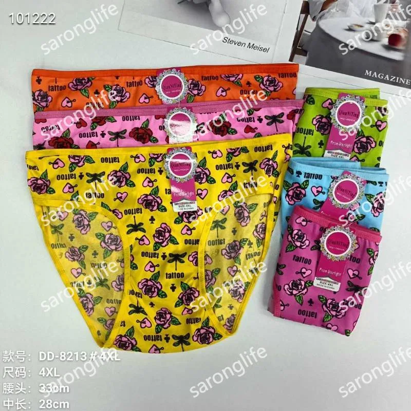 Women's Plus Size Milk Silk Printed Briefs, Africa & South America - Women Briefs