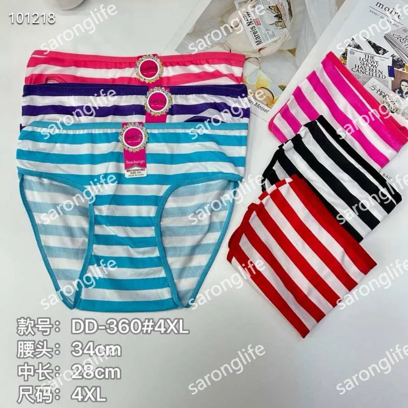 Women's Plus Size Milk Silk Striped Printed Briefs - Women Briefs
