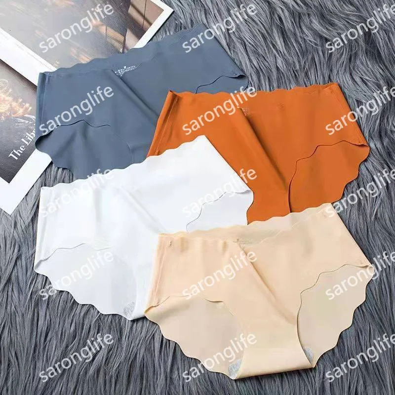 Women's Seamless Breathable Mid-Rise Ice Silk Briefs, Sexy Wave Design - Women Briefs