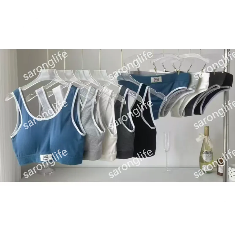 Women's Wireless Padded Sports Bra and Full Coverage Panty Set - Women Briefs