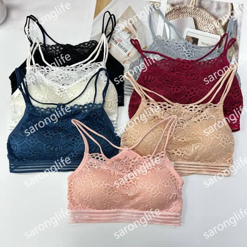 Women's Solid Color Lace Backless Padded Breathable Lingerie - Vests
