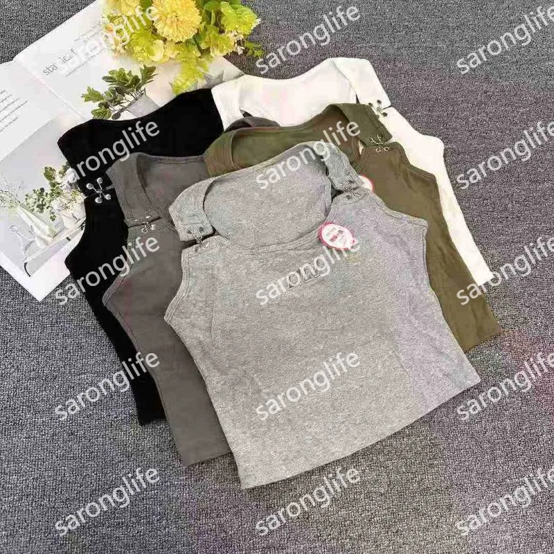 Women's Summer Fashion Wide Strap Back Tank Top with Letter Print - Vests
